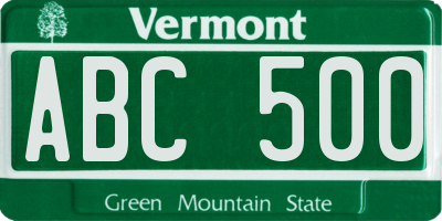 VT license plate ABC500