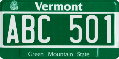 VT license plate ABC501