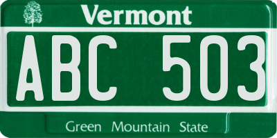 VT license plate ABC503