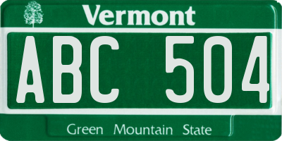 VT license plate ABC504