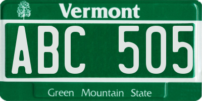 VT license plate ABC505