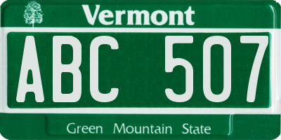 VT license plate ABC507