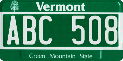 VT license plate ABC508