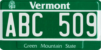 VT license plate ABC509