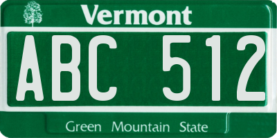 VT license plate ABC512