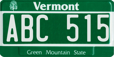 VT license plate ABC515