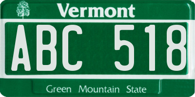 VT license plate ABC518