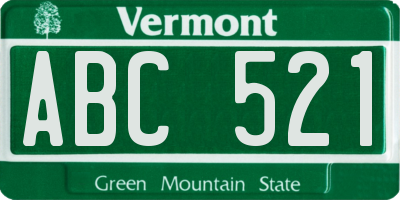 VT license plate ABC521