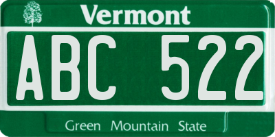 VT license plate ABC522