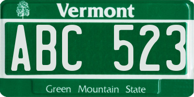 VT license plate ABC523