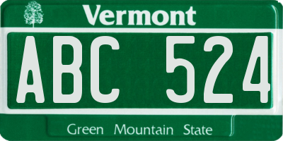 VT license plate ABC524