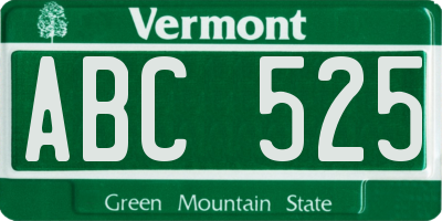 VT license plate ABC525