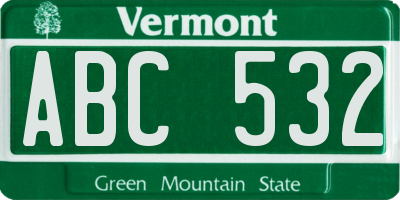 VT license plate ABC532