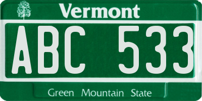 VT license plate ABC533