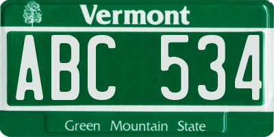 VT license plate ABC534