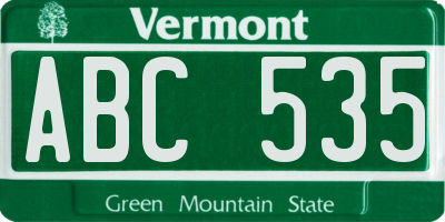 VT license plate ABC535