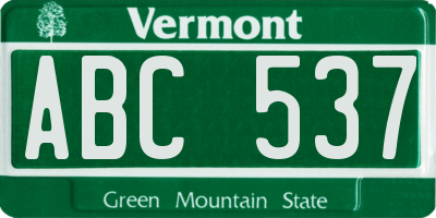 VT license plate ABC537