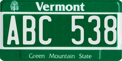 VT license plate ABC538