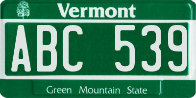 VT license plate ABC539