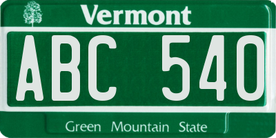 VT license plate ABC540