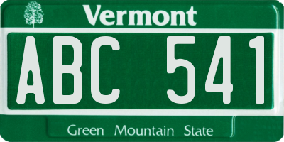 VT license plate ABC541