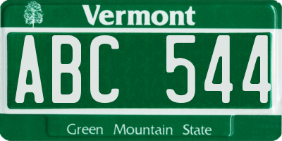 VT license plate ABC544