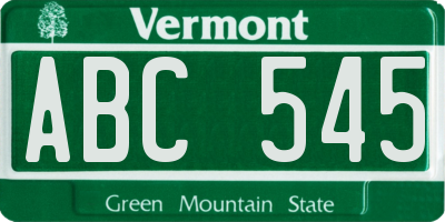 VT license plate ABC545