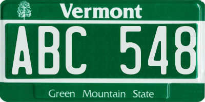 VT license plate ABC548