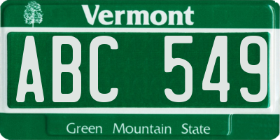 VT license plate ABC549