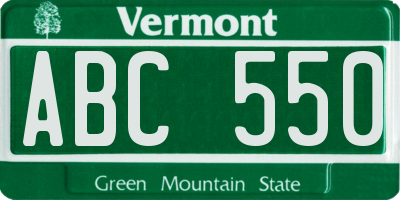 VT license plate ABC550