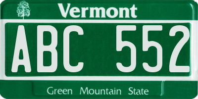 VT license plate ABC552