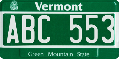 VT license plate ABC553