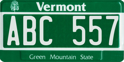 VT license plate ABC557