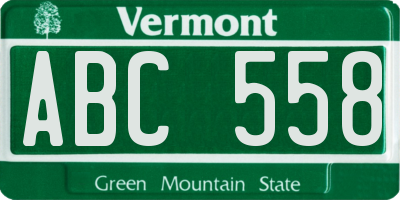 VT license plate ABC558