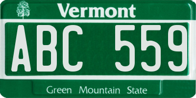 VT license plate ABC559