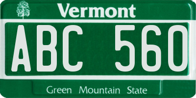 VT license plate ABC560