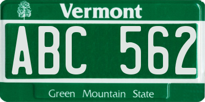 VT license plate ABC562