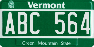 VT license plate ABC564