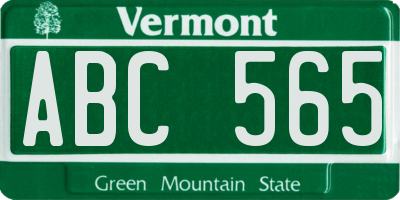 VT license plate ABC565