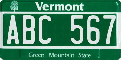 VT license plate ABC567