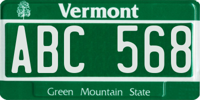 VT license plate ABC568