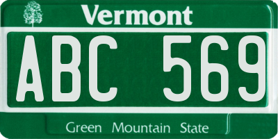 VT license plate ABC569