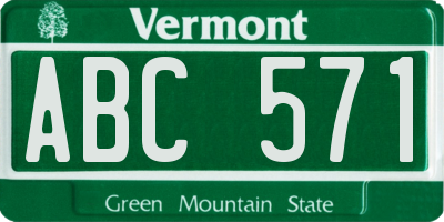 VT license plate ABC571