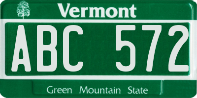 VT license plate ABC572