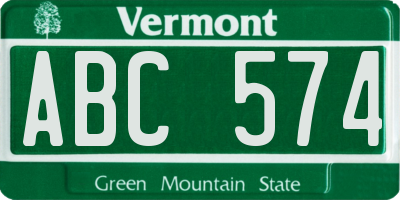 VT license plate ABC574