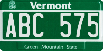 VT license plate ABC575