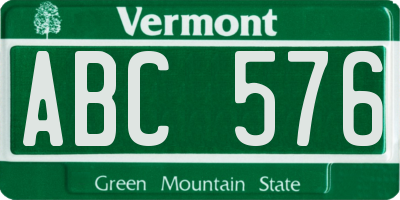 VT license plate ABC576