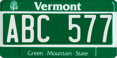 VT license plate ABC577