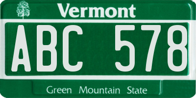 VT license plate ABC578