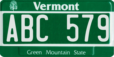 VT license plate ABC579